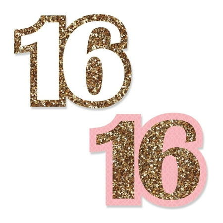 Sweet 16 Party Tape - Sweet 16 - Shaped DIY Birthday Party Small Cut-Outs - 24 Count