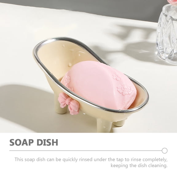 Homoyoyo White ABS Soap Dish Holder with Self-Draining Design for Shower and Bathtub Bathroom Accessory, 1 Piece