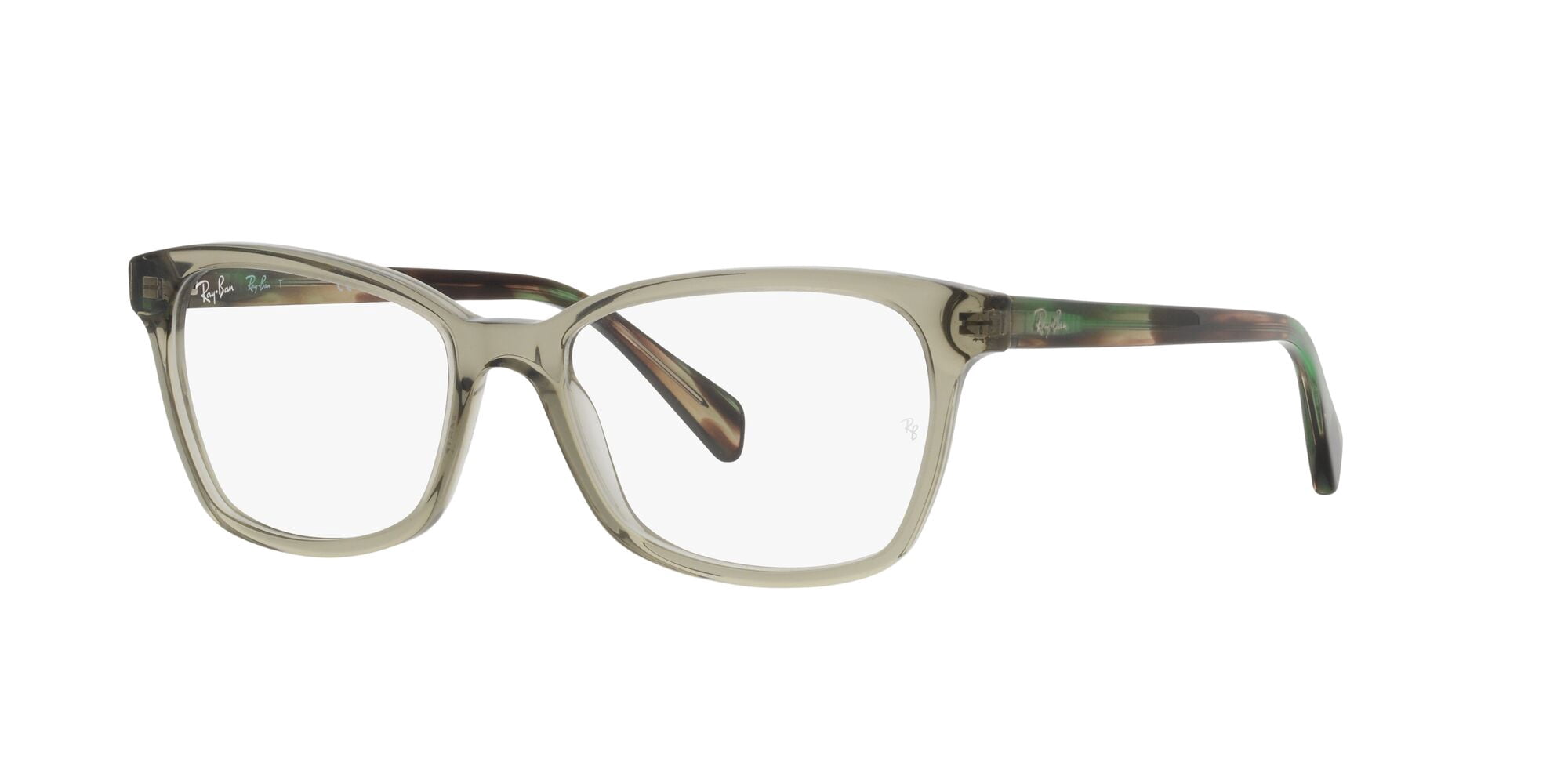 Ray-Ban Women's Size 54 Butterfly RB5362 Optics Prescription Eyeglasses with Case, Transparent Green/Demo Lens