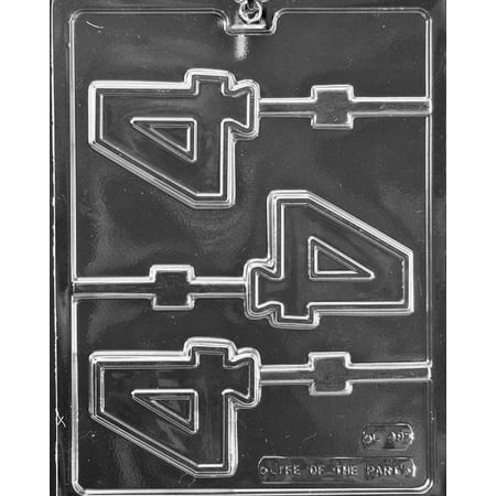 Number Four 4 Lollipop Chocolate Mold - L049 - Includes Melting & Chocolate Molding (Best Way To Melt Chocolate For Molds)