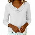 thumbnail image 5 of WMTBSRSW Eyelet Blouses for Women Long Sleeve Dressy Casual Shirts Lightweight Summer Cowl Neck Tops for Work Business Office White M, 5 of 7