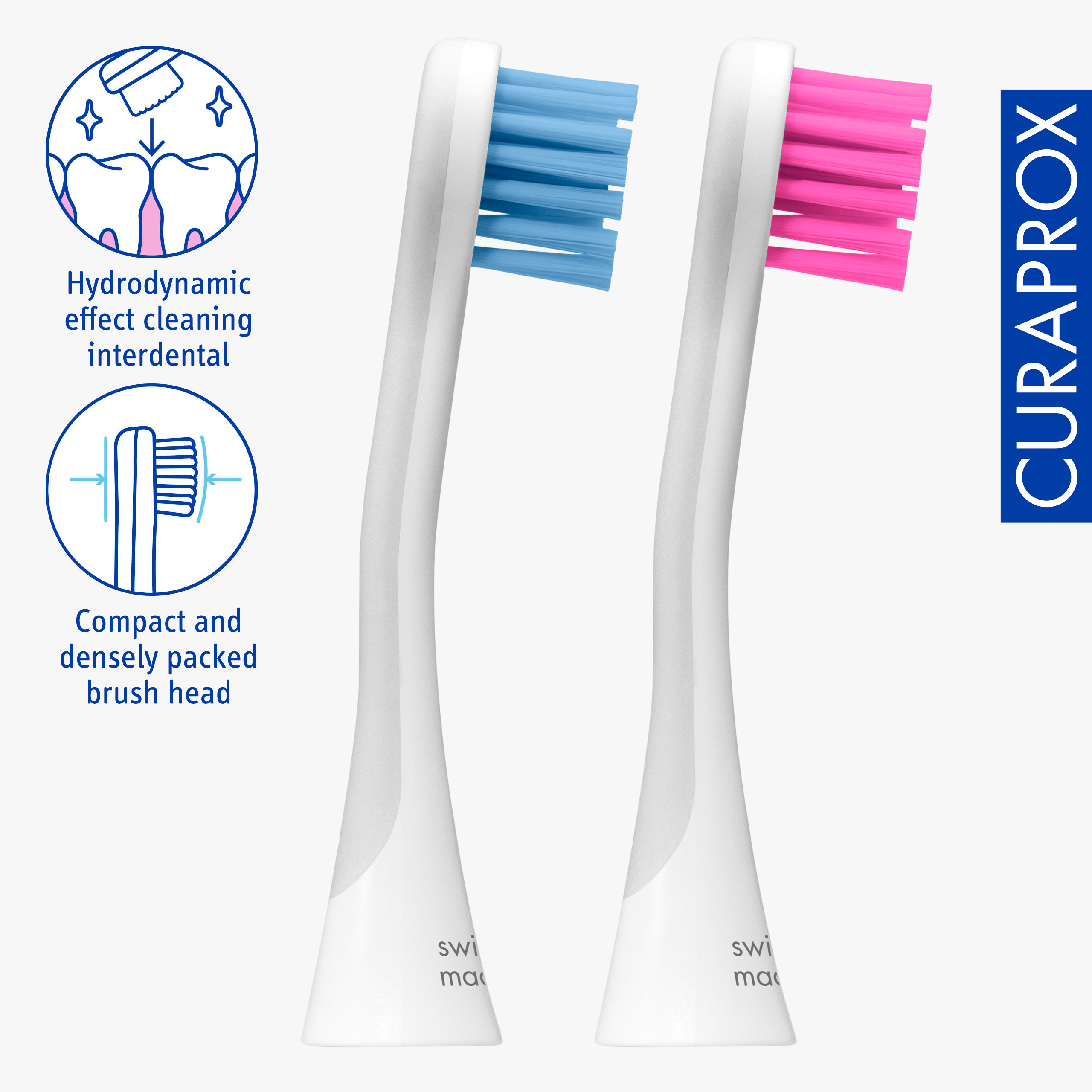 Curaprox Hydrosonic Brush Head Sensitive blue/pink, 2 pcs