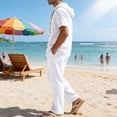 thumbnail image 6 of Maqroz Men's Summer 2-Piece Cuban Collar Shirt and Pants Set Long Sleeve Button Down Camp Shirt with Matching Trousers Relaxed Resort Wear Beach Vacation Casual Coordinated Linen Style Outfit, 6 of 9