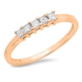 thumbnail image 1 of 0.25 Carat (ctw) 14K Rose Gold Princess Cut White Diamond Ladies 5 Stone Bridal Wedding Band Anniversary Ring 1/4 CT, 1 of 1