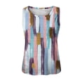 thumbnail image 4 of Prolriy Tops de verano para mujer 2024 Moda de verano para mujer Camisetas sin mangas con cuello redondo Ligeras sin mangas Estampadas Corte holgado Camisetas sin mangas con gráficos para mujer Azul, 4 of 4