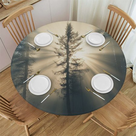 

Vintage Wildflower Floral Round Fitted Tablecloth with Elastic Boho Rose Butterfly Table Cover Round Washable Wipeable Fitted Table Cloth for Outdoor Patio Party Dining Table Decor 45-50 Inch