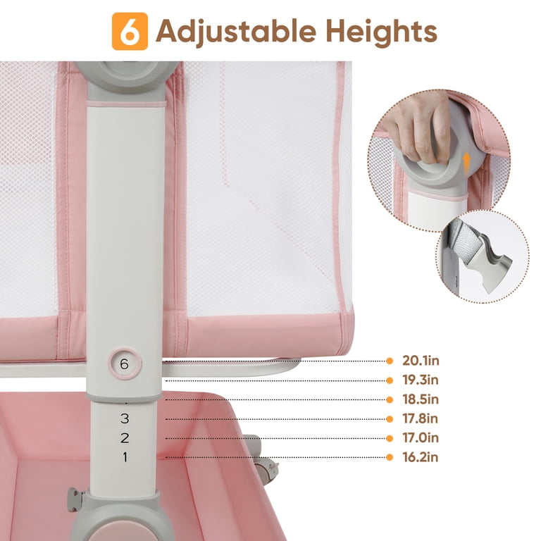 Babyeap 3-in-1 Bassinet Bedside Sleeper, Height Adjustable photo 7