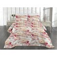 thumbnail image 2 of Ambesonne Birds and Nature Quilted Coverlet 2 Pcs, Art Vintage Floral, Twin Size, Dark Pink Champagne and Dust, 2 of 4