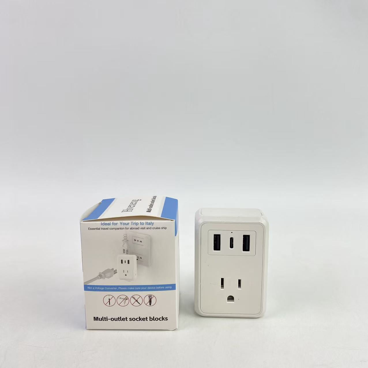 Hvexexg Multi-outlet socket blocks,Multi Plug Outlet Splitter, Multiple Outlets Extender Adapter with AC Power Socket, Side Splitter Box, Wall Tap Plug Expander for Home Hotel Office Dorm Essentials