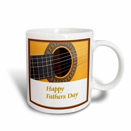 Happy Mug - 3dRose Print of Happy Fathers Day With Guitar Close Up - Ceramic Mug, 11-ounce