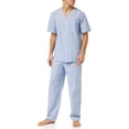 thumbnail image 1 of Fruit of The Loom - Conjunto de Pijama de Manga Corta y Pantalones Largos para Hombre, Raya Azul, Large, 1 of 7