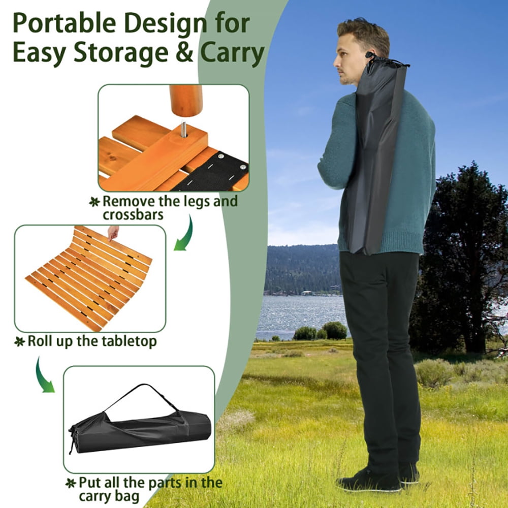 Aimee Lii Folding Outdoor Camping Table with Carrying Bag for Picnics and Party, Camp Tables PorTable Foldable, Natural
