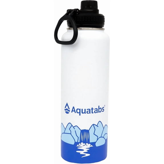 Aquatabs Stainless Steel Insulated Water Purifier Bottle, 40 oz, Bpa Free