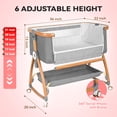 thumbnail image 7 of Rupoun Bassinet, Bedside Sleeper, Foldable Baby Crib with 6 Adjustable Heights and Mesh Panels, for Infant Newborn Child, Gray, 7 of 7