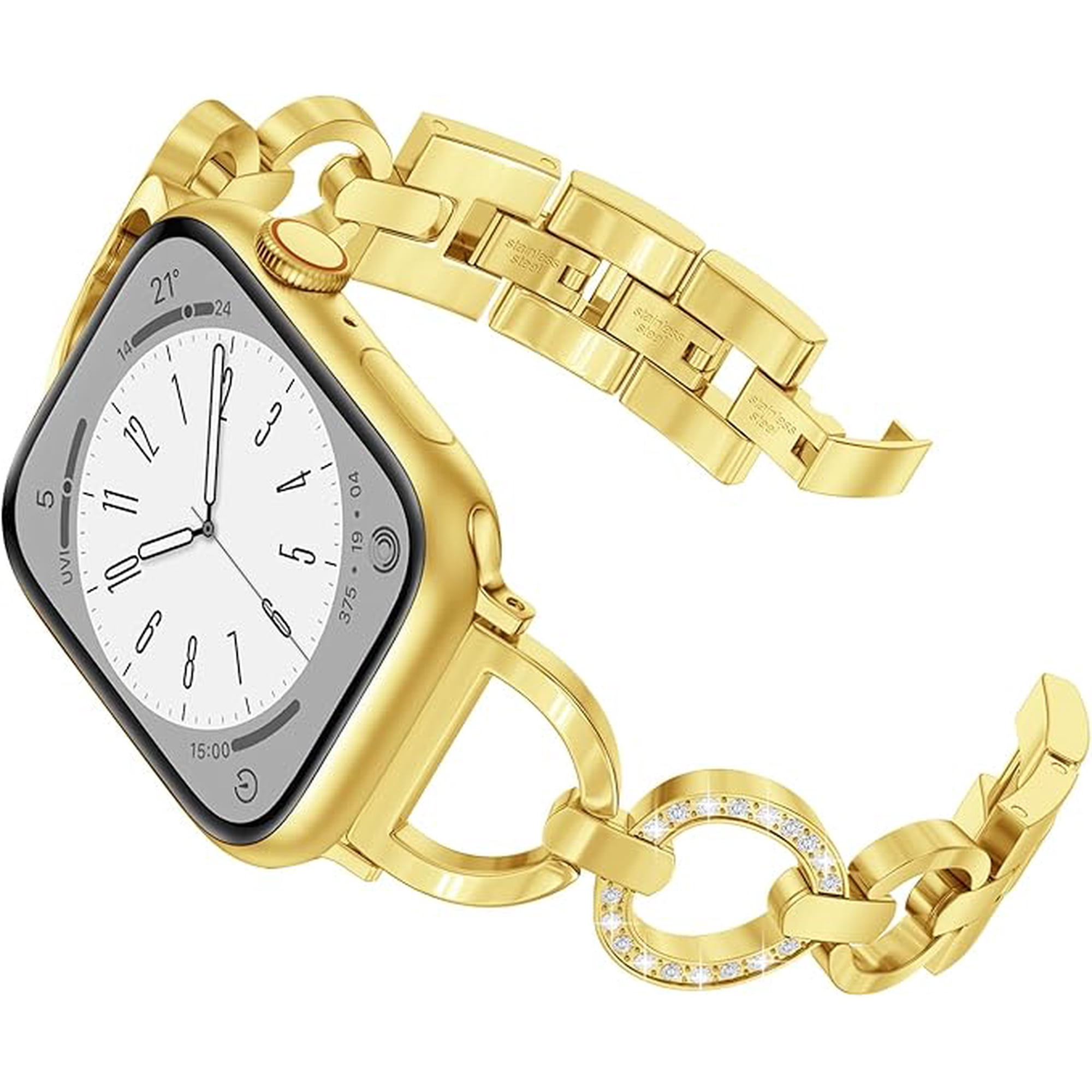 XIUDA Stainless Steel Band Compatible with Apple Watch 38mm 40mm 41mm 42mm 44mm 45mm Women Girls, Silver Apple Watch Band Women Wristband Bracelet For Iwatch Series 9 8 7 6 5 4 3 2 1 se/se 2