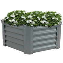 Sunnydaze 41" x 35.5" x 16.25" Hexagon Gray Galvanized Steel Raised Garden Bed
