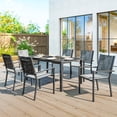thumbnail image 2 of Outsunny 7 Piece Outdoor Dining Set w/ 6 Stackable Chairs & Rectangle Table, 2 of 10