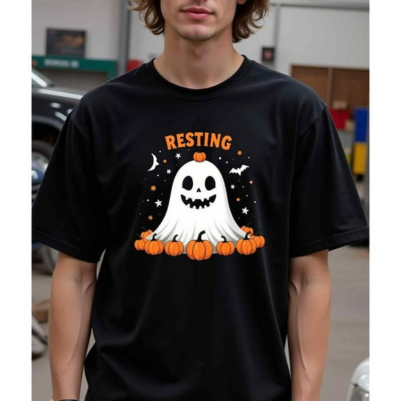 Halloween Jack-O-Lantern T-Shirt Spooky Graphic Tee Soft Crewneck Party Top Comfort Fit Black S-5XL