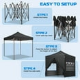 thumbnail image 5 of HOTEEL 10x10 Heavy Duty Pop up Canopy EZ Commercial Outdoor Tent Portable Party Wedding Instant Canopy Shelter All Season Anti-UV Waterproof Tent Gazebo with 4 Removable Sidewalls, Carry Bag, Black, 5 of 11