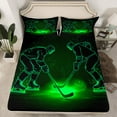 thumbnail image 2 of Manfei Sports Game Twin Sheet Sets, Ice Hockey Player Fitted Sheet, Neon Green Flat Sheet, 3-Piece Breathable, 2 of 7