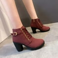 thumbnail image 2 of Women's Chunky Heel Ankle Booties Stylish High Heels Dress Boot Comfy Round Toe Lace up Side Zipper Combat Boots, 2 of 11