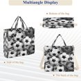 thumbnail image 6 of Corduroy Composite Fabric Tote Bag Magnetic Snap Large Capacity Crossbody Bag Beige Shoulder Strap Vintage Soccer Ball Collage, 6 of 7