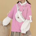thumbnail image 5 of DJskiyers Hoodies for Teen Girls Cute Bear Graphic Long Sleeve Hooded Sweatshirt with Bag Drawstring Kawaii Patchwork Shirts Trendy Oversized Pullover Tops, 5 of 7