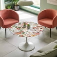 thumbnail image 4 of Colorful Mushroom Floral Elastic Fitted Round Table Cover Strawberry Nature Plant Waterproof Outdoor Tablecloth for Holiday Party, Picnic, Patio & Dining Fits Tables Up to 36"-44", 4 of 8