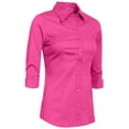 thumbnail image 2 of J. METHOD Women's Button Down Shirt 3/4 Sleeve Roll Up Stretch Collar Office Work Formal Casual Basic Blouse Top, 2 of 6