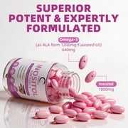 (2 Pack)Inositol 1000mg with Omega-3 ALA 640mg, Formulated for Women's Hormone Balance, Ovarian Support, Metabolic Health, Plant-Sourced Omega-3, 240 Softgels