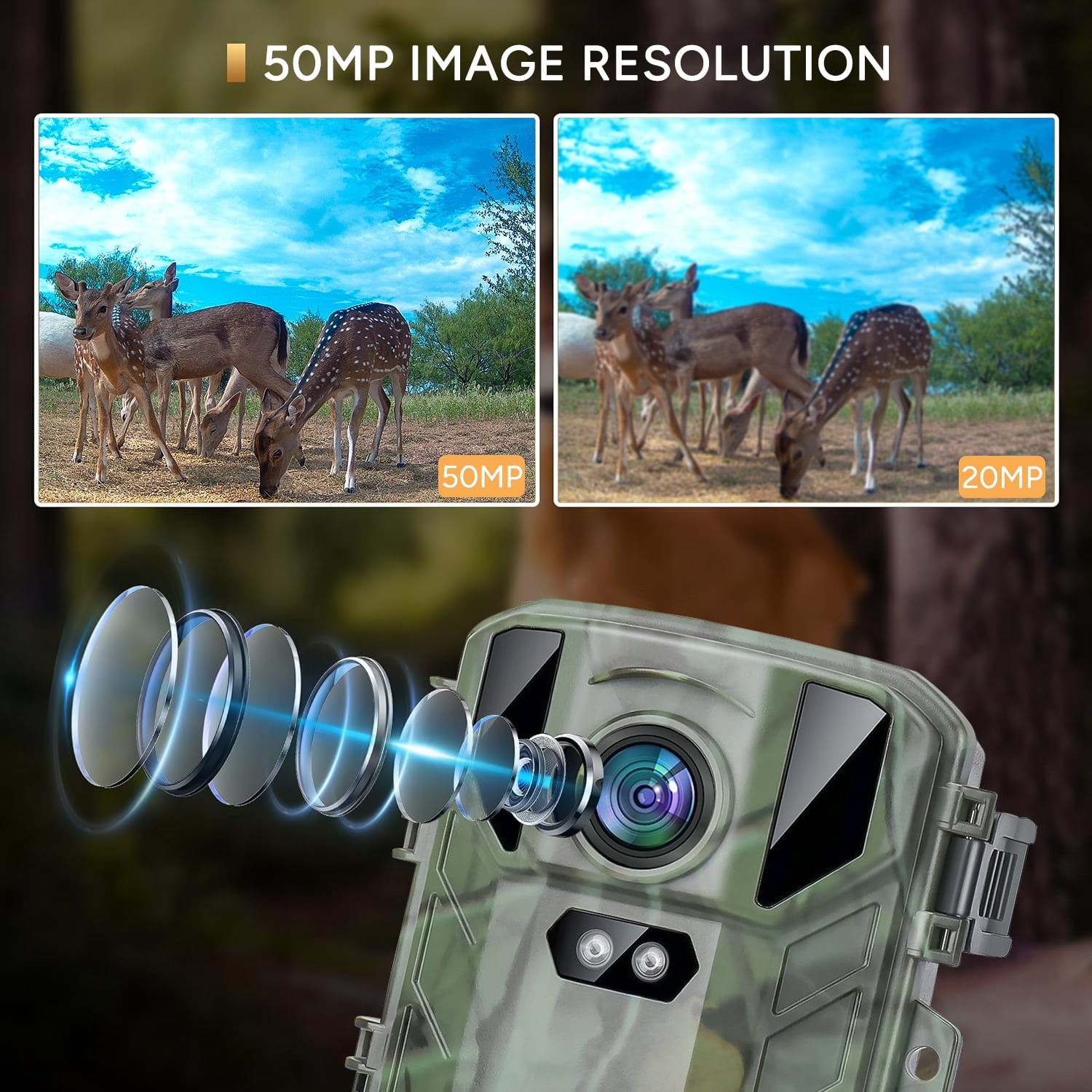 SuntekCam Trail Camera 2 Pack MINI Game Camera 50MP/4K Resolution with 32GB Micro SD Card Hunting Camera with No Glow Night Vision Motion Activated Waterproof for Outdoor Scouting Wildlife Monitor