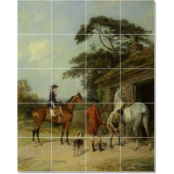 Ceramic Tile Mural Heywood Hardy Horse Tile Mural Construction 17 W X 21 25 H Using 20 4 25 X 4 25 Ceramic Tiles Walmart Com Walmart Com