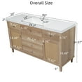 thumbnail image 2 of 60" Bathroom Vanity with Sink, Modern Bathroom Storage Cabinet with Rattan Doors, 5 Drawers & Pine Legs, Natural, 2 of 26