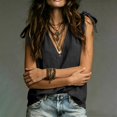 thumbnail image 4 of Endives Womens Linen Tank Top Summer Tie Shoulder Strap V Neck Blouses Summer Trendy Work Shirt Sleeveless Top for Women Cotton Linen Shirt For Women Black S, 4 of 5