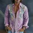 thumbnail image 2 of Mens Boho Hawaiian Hippie Patterned Shirt Retro Casual Button Down Top Vacation Holiday Resort Outfit Blouse, 2 of 5