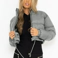 thumbnail image 6 of Cadancy Cropped Jacket Women Puffer Long Sleeve Zip Up Stand Collar Quilted Jackets Drawstring Hem Y2K Fashion Streetwear Puffy Casual Loose Down Coats 2025, 6 of 7