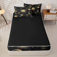 thumbnail image 4 of Erosebridal Vintage Moon Sun Zipper Full Size Comforter Sets with Fitted Sheet and 2 Pillowcases,Stars Astrology Zipper Bedding Set For Adults,Black Reversible,4pcs, 4 of 7