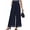 Blue, variant on MLDRA Womens Dress Pants Palazzo Wide Leg Beach Trouser Chiffon Elastic Waist Culottes with Pockets Black Size XL