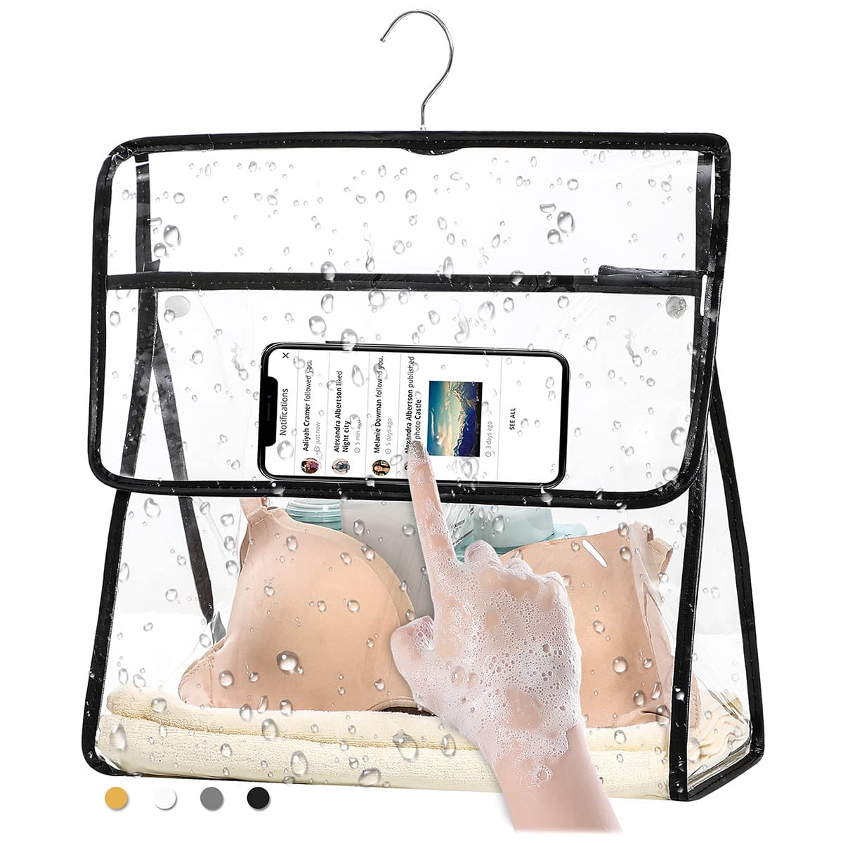 Transparent Clothing Storage Bag, Toiletries Bag For Women Men Large Waterproof Toiletry Bag Clear Bathroom Shower Bag Wall Hanging Bag Organizer