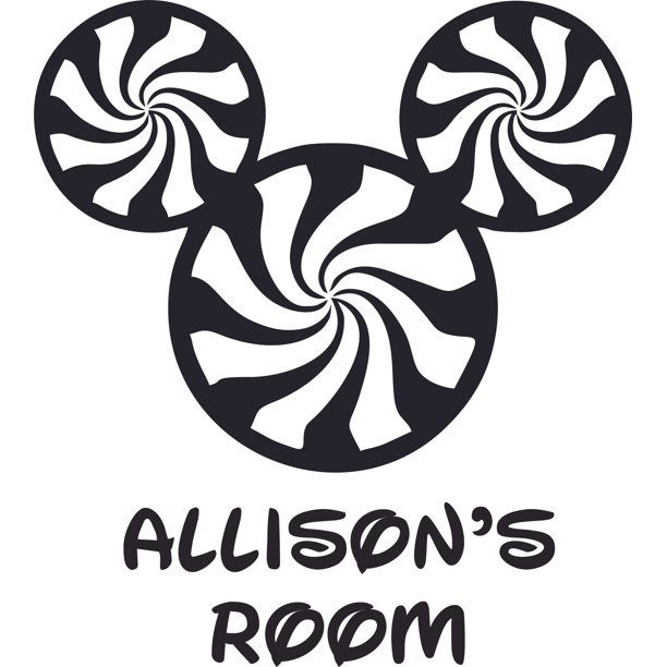 Mickey Mouse Head Swirl Design Customized Wall Art Vinyl Decal Custom Vinyl Wall Art Personalized Name