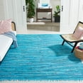 thumbnail image 3 of SAFAVIEH Rag Skylar Striped Cotton Area Rug, Turquoise/Multi, 8' x 10', 3 of 9