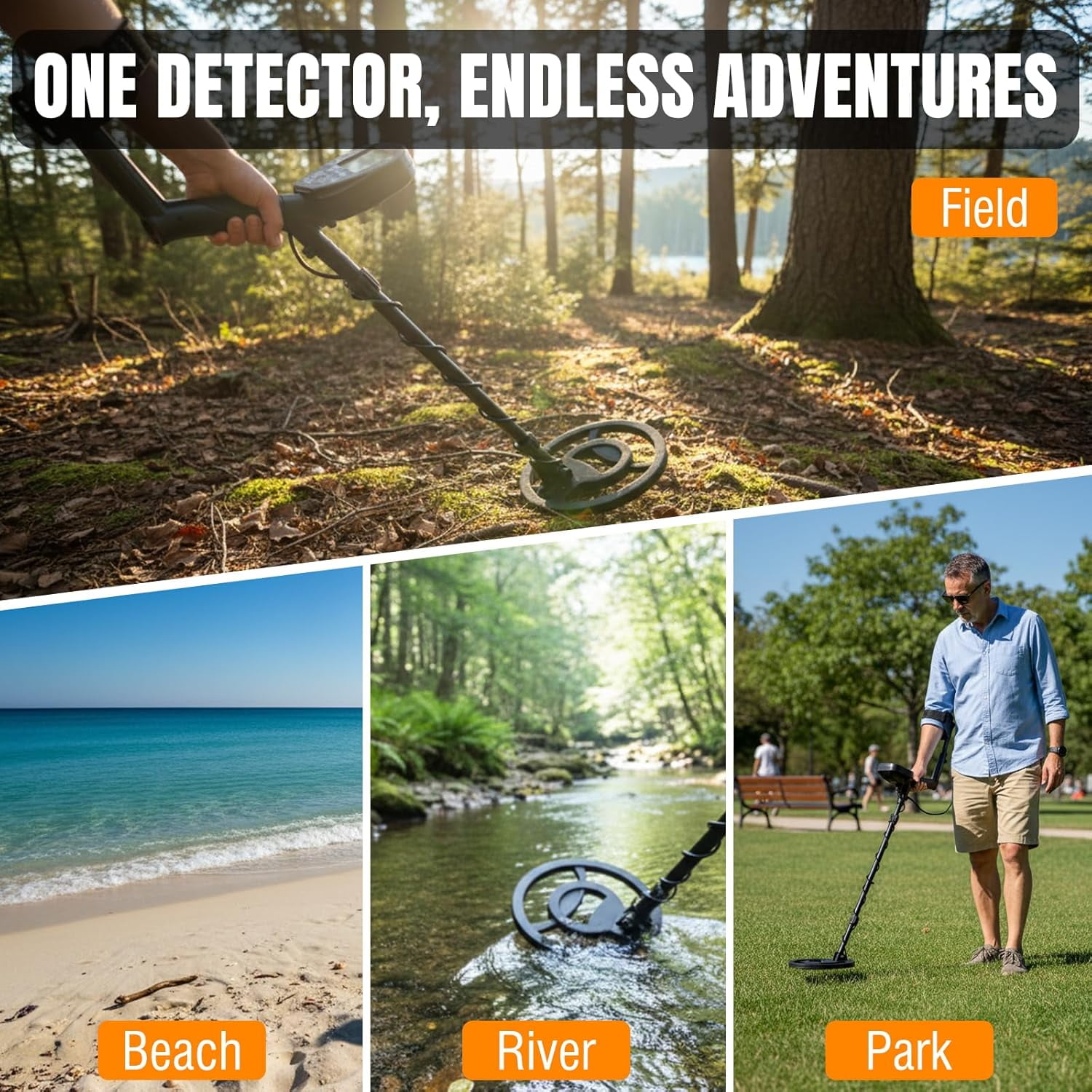 Raddy MD120A Professional Metal Detector for Adults, High Accuracy Gold Metal Detectors with 4 Modes, 10" IPX7 Waterproof Search Coil, LCD Backlit Display, Headphone, Bag, Shovel for Treasure Hunting