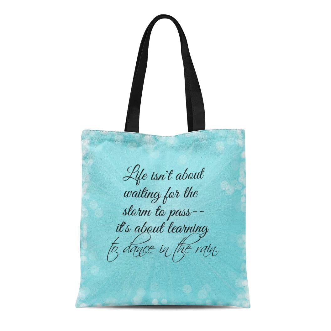 ASHLEIGH Canvas Tote Bag Blue Sayings Learning to Dance in the Life ...