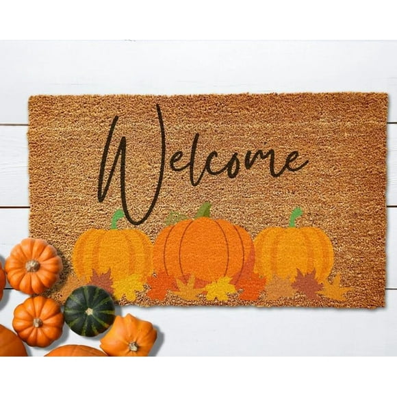 Autumn Welcome Pumpkin, Pumpkin Coconut Doormat, Welcome Mat, Front Doormat,