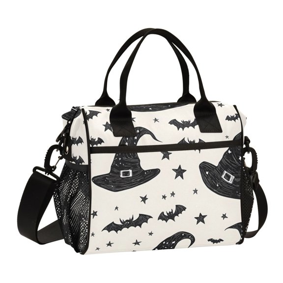 ALAZA Bats and Stars Insulated Lunch Bag Reusable Tote Box Adjustable Shoulder Strap for Work Picnic