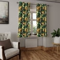 thumbnail image 2 of Ambesonne Forest Grommet Curtain, Fantasy Jungle Floral Leaves, 50"x84", Amber Forest Green and Fawn, 2 of 5