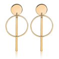 thumbnail image 3 of Simple fashion gold color silver plated geometric long circle earrings for women fashion big hollow drop earrings jewelry----E065yin--Product code 732 E065yin, 3 of 4