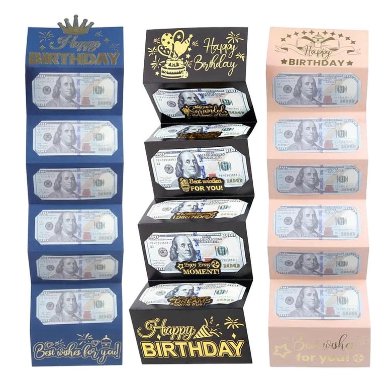 Surprise Cash Gift Card HOMANGA Birthday Money Envelope Card - Pink Rose Gold Cash Holder With 6 Slots For Gift Money HOMANGA Birthday Cash Holder With 6 Slots