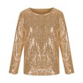 thumbnail image 7 of ZOYOEN Girl Sequins Shirts- Long Sleeve Crewneck Soft Lined Cute Party Tops Gold Size 12, 7 of 7