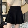 thumbnail image 3 of Quixlent Skater Skirt Solid Color High Waist Women A-Line Skirt Large Hem Design Autumn Winter Mini Skirt Daily Wear, 3 of 8